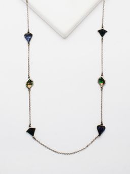 Rhea - Cosmos String Blue Glass Stone Long Necklace
