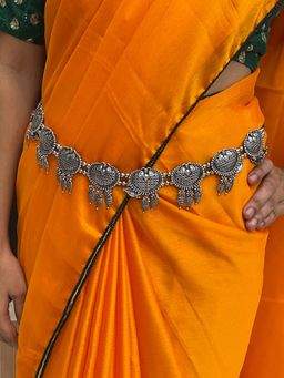 Digital Dress Room - Banjara Kamarbandh Bohemian Oxidized Silver Flower/Leaf Waist Belt