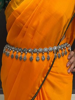 Digital Dress Room - Banjara Kamarbandh Bohemian Oxidized Silver Mirror and Heart Waist Belt