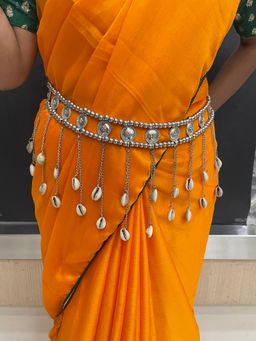 Digital Dress Room - Banjara Kamarbandh Bohemian Oxidized Silver Sea Shell Waist Belt