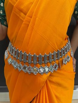 Digital Dress Room - Banjara Kamarbandh Bohemian Oxidized Silver Fancy Mirror Waist Belt
