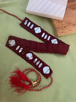 Digital Dress Room - Banjara Kamarbandh Fabric Red Color Mirror Work Waist Belt