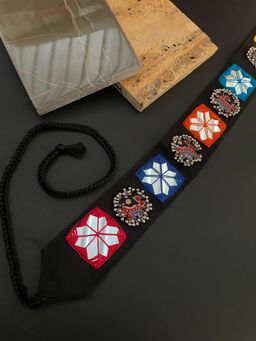 Digital Dress Room - Banjara Kamarbandh Fabric Embroidery Work Silver Bead Waist Belt