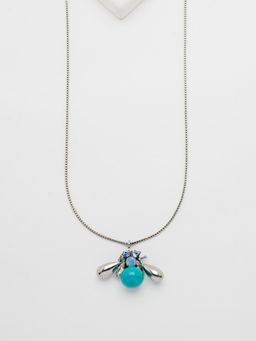 Rhea - Turquoise Aquamarine Halo Bee Pendant Necklace