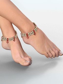 I Jewels - Traditional Gold Plated Payal Anklets Jewellery