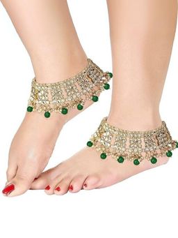 I Jewels - Gold Plated Bridal Kundan Anklets