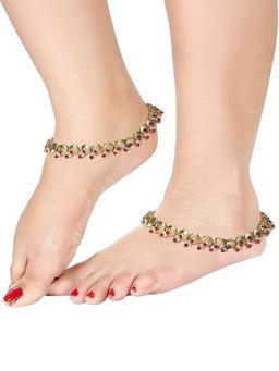 I Jewels - Gold Plated Traditional Kundan Anklets