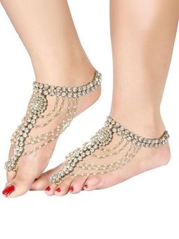I Jewels - Gold Plated Traditional Kundan Payal Anklets
