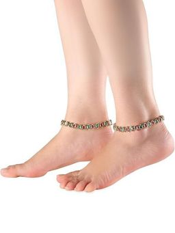 I Jewels - Traditional Gold Plated Alloy Kundan Payal Anklets