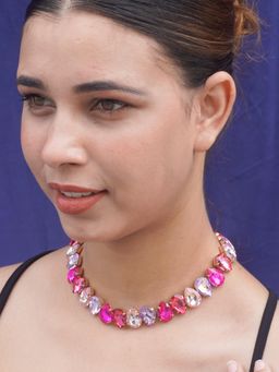 Niscka - Pink Purple Multicolor Zircon Luxe Choker Necklace