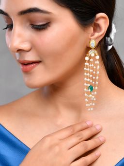 Silvermerc Designs - Chandelier Pearl Kundan Earrings
