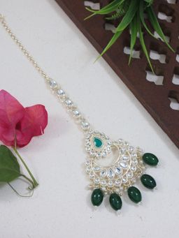 I Jewels - Gold-Plated Maang Tikka Head Jewellery