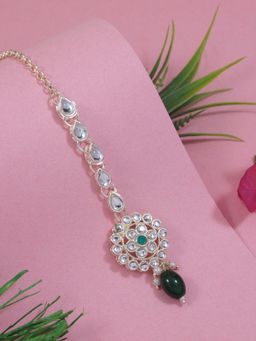 I Jewels - Gold-Plated Kundan Studded Maang Tikka Head Jewellery