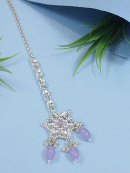 I Jewels - Gold-Plated Kundan Studded Maang Tikka Head Jewellery