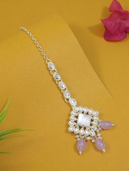 I Jewels - Gold-Plated Kundan Studded Maang Tikka Head Jewellery