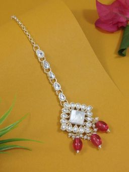 I Jewels - Gold-Plated Maang Tikka Head Jewellery