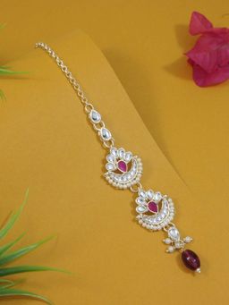 I Jewels - Gold-Plated Kundan Studded Maang Tikka Head Jewellery