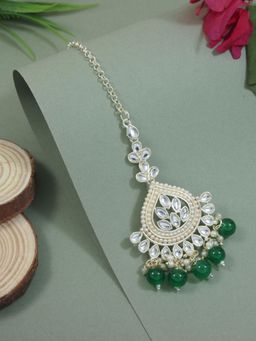 I Jewels - Gold-Plated Kundan Studded Maang Tikka Head Jewellery