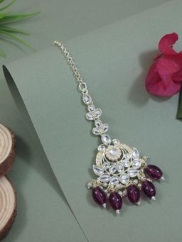 I Jewels - Gold-Plated Kundan Studded Maang Tikka Head Jewellery