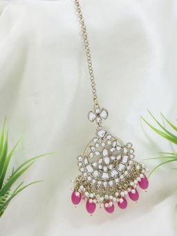 I Jewels - Gold-Plated Kundan Studded Maang Tikka Head Jewellery
