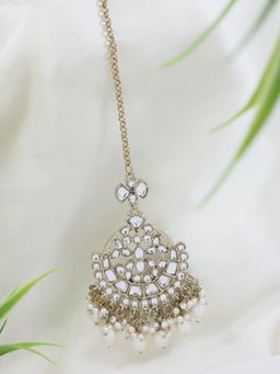 I Jewels - Gold-Plated Kundan Studded Maang Tikka Head Jewellery