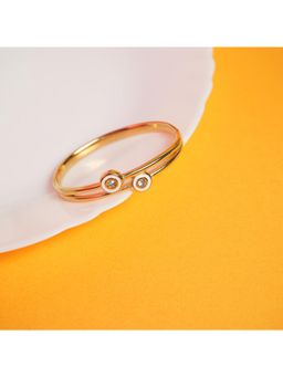 VIRAASI - Gold Plated Cuff Bracelet with Cubic Zirconia Stones