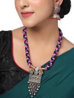 VIRAASI - Silver Oxidised Jewelry Set with Dandiya, Dupatta Pooja Thali (Set of 5)