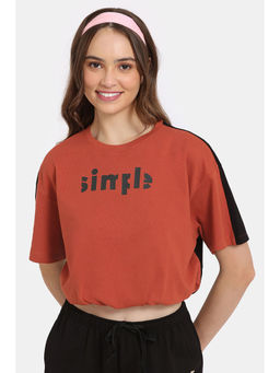 Zivame - Rosaline Burnt Ochre Crop Length Loungewear Top
