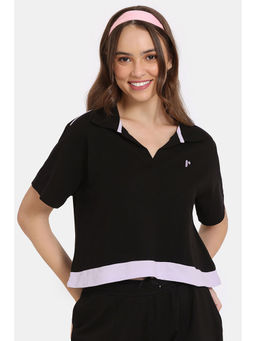 Zivame - Rosaline Black Beauty Crop Length Loungewear Top