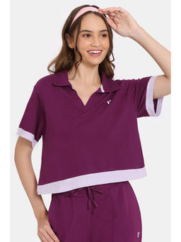 Zivame - Rosaline Plum Caspia Crop Length Loungewear Top