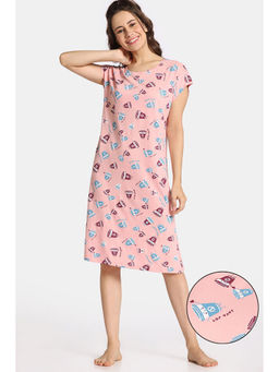 Zivame - Rosaline Sugar Rush Knit Blossom Cotton Knee Length Nightdress
