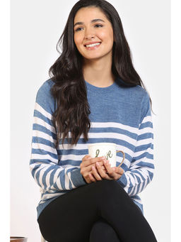 Zivame - Retro Peek Jumpers Flat Knit Teal Loungewear Top