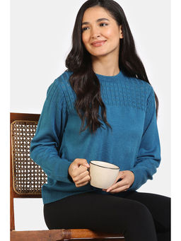 Zivame - Retro Peek Jumpers Flat Knit Teal Loungewear Top