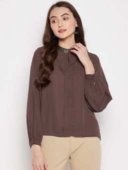 Madame - Women Chocolate Textile Top