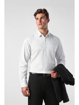 Peter England - Men Off White Printed Nuvo Fit Shirt