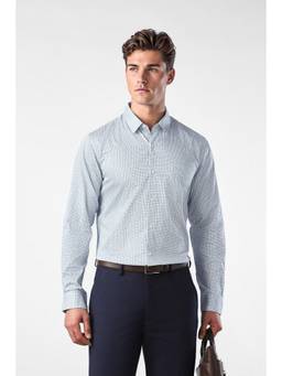 Peter England - Men Light Blue Printed Nuvo Fit Shirt