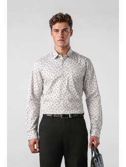 Peter England - Men Off White Floral Printed Nuvo Fit Shirt