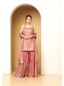 Meenagurnam - Sequin Paisley Work Sharara Kurta With Sharara And Dupatta