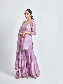 Meenagurnam - Purple Kurta With Sharara And Dupatta