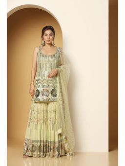 Meenagurnam - Themed Sequin Green Kurta With Sharara And Dupatta
