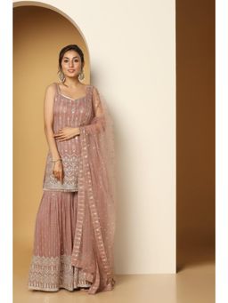 Meenagurnam - Tasselled Mauve Kurta With Sharara And Dupatta