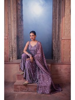 Meenagurnam - Viscose Georgette Embellished Kurta With Sharara And Dupatta