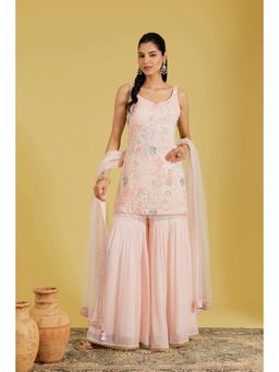 Meenagurnam - Pink Resham And Cut dana Embellished Kurti And Sharara