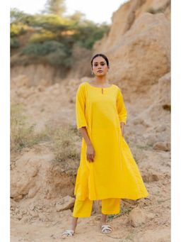 Silai Studio - Sunshine Yellow Cotton Kurta And Pant