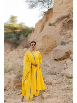 Silai Studio - Sunshine Yellow Cotton Kurta With Pant And Dupatta