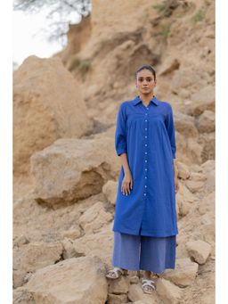 Silai Studio - Lapis Blue Mulmul Kurta And Palazzo With Slip
