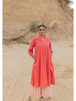 Silai Studio - Salmon Pink Kurta With Pant And Slip