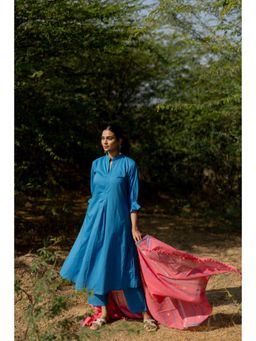 Silai Studio - Cyan Blue Cotton Kurta with Pant and Dupatta