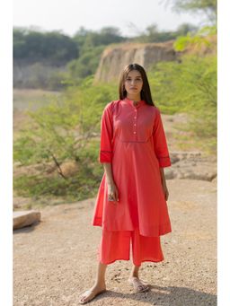 Silai Studio - Raspberry Pink Cotton Plain Kurta And Pant