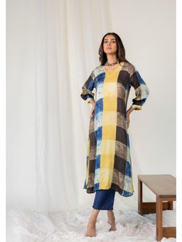 Silai Studio - Rain Earth Mosaic Multi Colored Silk Kurta And Pant